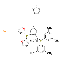 (S)-1-[(R)-2-(二-2-呋喃膦基)二茂铁基]乙基双-3,5-二甲苯基膦结构式