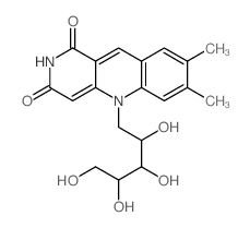 7,8-dimethyl-5-(2,3,4,5-tetrahydroxypentyl)benzo[b][1,6]naphthyridine-1,3-dione结构式