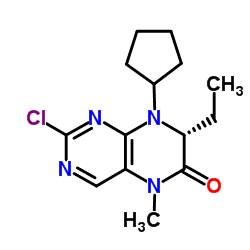 (7R)-2-氯-8-环戊基-7-乙基-7,8-二氢-5-甲基-6(5H)-蝶啶酮结构式