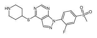 1-(2-fluoro-4-methanesulfonyl-phenyl)-4-(piperidin-4-ylsulfanyl)-1H-pyrazolo[3,4-d]pyrimidine Structure