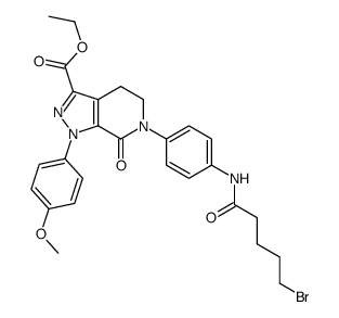 ethyl 6-(4-(5-bromopentanamido)phenyl)-1-(4-Methoxyphenyl)-7-oxo-4,5,6,7-tetrahydro-1H-pyrazolo[3,4-c]pyridine-3-carboxylate结构式