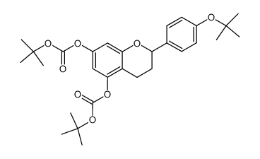 2-(4-(tert-butoxy)phenyl)chromane-5,7-diyl di-tert-butyl bis(carbonate)结构式