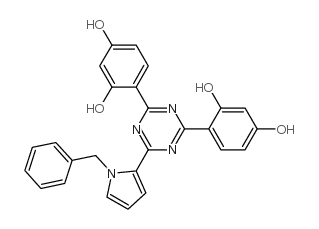 2-(1-苄基-1H-吡咯-2-基)-4,6-二(2,4-二羟基苯基)-1,3,5-三嗪结构式