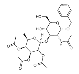benzyl 2-acetamido-2-deoxy-3-O-(2,3,4-tri-O-acetyl-β-D-fucopyranosyl)-α-D-galactopyranoside结构式