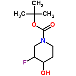 顺式-3-氟-4-羟基哌啶-1-甲酸叔丁酯结构式