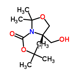 (S)-4-(羟甲基)-2,2-二甲基恶唑烷-3-甲酸叔丁酯结构式