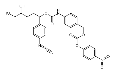 1-(4-azidophenyl)-4,5-dihydroxypentyl (4-((((4-nitrophenoxy)carbonyl)oxy)methyl)phenyl)carbamate Structure