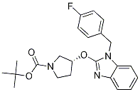 (R)-3-[1-(4-氟-苄基)-1H-苯并咪唑-2-基氧基]-吡咯烷-1-羧酸叔丁基酯结构式