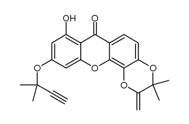 8-hydroxy-3,3-dimethyl-10-((2-methylbut-3-yn-2-yl)oxy)-2-methylene-2H-[1,4]dioxino[2,3-c]xanthen-7(3H)-one结构式