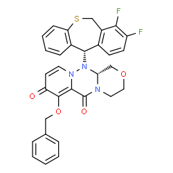 (R)-7-(苄氧基)-12-((S)-7,8-二氟-6,11-二氢二苯并[B,E]噻吩-11-基)-3,4,12,12A-四氢-1H-(1,4)噁嗪并[3,4-C]吡啶并[2,1-F][1,2,4]三嗪-6,8-二酮结构式