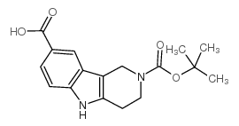 2-(叔丁氧羰基)-2,3,4,5-四氢-1H-吡啶[4,3-B]吲哚-8-羧酸结构式