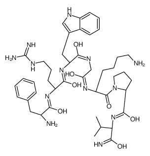 (2S)-1-[(2S)-6-amino-2-[[2-[[(2S)-2-[[(2S)-2-[[(2S)-2-amino-3-phenylpropanoyl]amino]-5-(diaminomethylideneamino)pentanoyl]amino]-3-(1H-indol-3-yl)propanoyl]amino]acetyl]amino]hexanoyl]-N-[(2S)-1-amino-3-methyl-1-oxobutan-2-yl]pyrrolidine-2-carboxamide Structure
