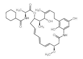 [(4Z,6R,7R,8S,10Z,12Z,14Z,16R)-6,22,24-trihydroxy-16-methoxy-5,7-dimethyl-18-oxo-19-azabicyclo[18.3.1]tetracosa-1(23),4,10,12,14,20(24),21-heptaen-8-yl] (2R)-2-(cyclohexanecarbonylamino)propanoate Structure