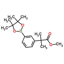 2-甲基-2-(3-(4,4,5,5-四甲基-1,3,2-二氧杂硼杂环戊烷-2-基)苯基)丙酸甲酯结构式