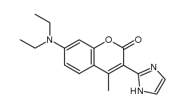 3-(2-imdiazolyl)-4-methyl-7-diethylamino-2H-benzopyran-2-one结构式