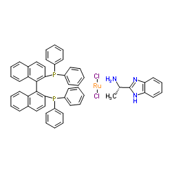 二氯[(S)-(-)-2,2''-双(二苯基膦基)-1,1''-联萘基] [(S)-(-)-2-(α-甲基甲胺)-1H-苯并咪唑]钌(II)结构式