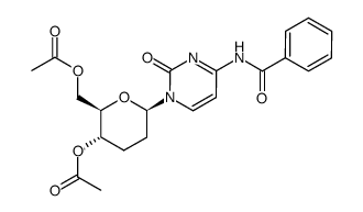 N4-Benzoyl-1-(4',6'-di-O-acetyl-2',3'-dideoxy-β-D-glucopyranosyl)cytosin Structure