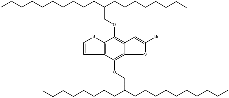 2-溴-4,8-双((2-辛基十二烷基)氧)苯并[1,2-B:4,5-B]二噻吩结构式
