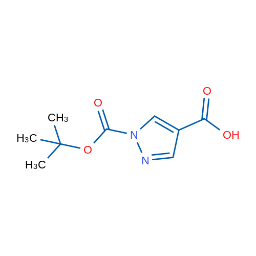 1-(叔丁氧羰基)-1H-吡唑-4-羧酸结构式