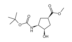 (1S,2R,4R)-N-Boc-1-氨基-2-羟基环戊烷-4-羧酸甲酯结构式