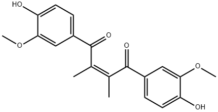 (Z)-1,4-Bis(4-hydroxy-3-methoxyphenyl)-2,3-dimethyl-2-butene-1,4-dione结构式