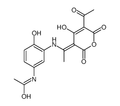 N-[3-[[(1E)-1-(5-acetyl-4-hydroxy-2,6-dioxopyran-3-ylidene)ethyl]amino]-4-hydroxyphenyl]acetamide Structure