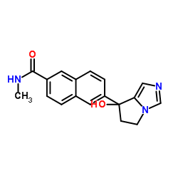 6-[(7R)-7-hydroxy-5,6-dihydropyrrolo[1,2-c]imidazol-7-yl]-N-methylnaphthalene-2-carboxamide结构式