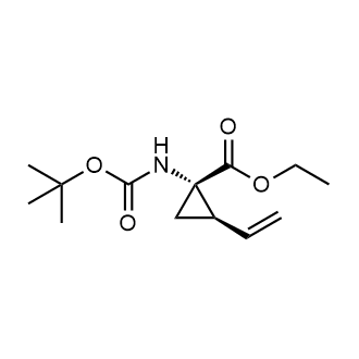 (1S,2R)-1-{[(叔丁氧基)羰基]氨基}-2-乙烯基环丙烷-1-羧酸乙酯结构式