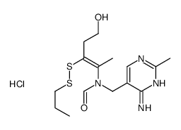 N-[(4-amino-2-methylpyrimidin-5-yl)methyl]-N-[4-hydroxy-1-methyl-2-(propyldithio)but-1-en-1-yl]formamide monohydrochloride structure
