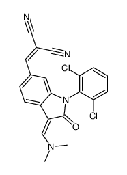 2-[[(3E)-1-(2,6-dichlorophenyl)-3-(dimethylaminomethylidene)-2-oxoindol-6-yl]methylidene]propanedinitrile结构式