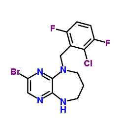 2-Bromo-9-(2-chloro-3,6-difluorobenzyl)-6,7,8,9-tetrahydro-5H-pyrazino[2,3-b][1,4]diazepine Structure