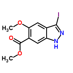 3-Iodo-5-Methoxy-(1H)indazole-6-carboxylic acid Methyl ester Structure