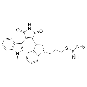 Ro 31-8220甲磺酸盐(二吲哚基顺丁烯二酰亚胺 IX)结构式