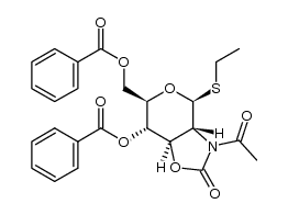 ethyl 2-acetamido-4,6-di-O-benzoyl-2,3-N,O-carbonyl-2-deoxy-1-thio-β-D-glucopyranoside结构式