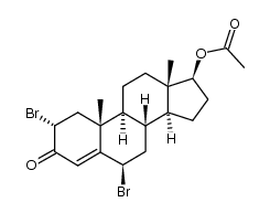2α,6β-dibromo-17β-acetoxyandrost-3-en-3-one Structure