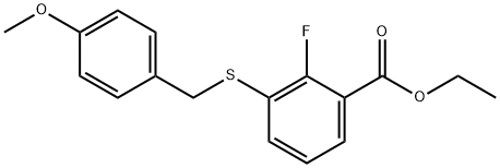 2-氟-3-((对甲氧基苄基)硫基)苯甲酸乙酯结构式