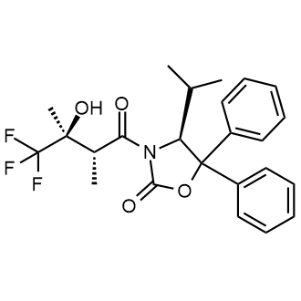 (4s)-4-Isopropyl-5,5-diphenyl-3-[(2r,3s)-4,4,4-trifluoro-3-hydroxy-2,3-dimethyl-butanoyl]oxazolidin-2-one Structure