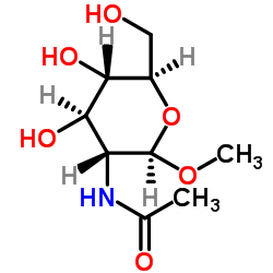 甲基 2-乙酰氨基-2-脱氧-beta-D-吡喃葡萄糖苷结构式