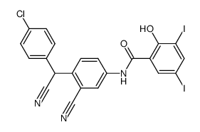 N-{4-[α-(4-chlorophenyl)-α-cyanomethyl]-3-cyanophenyl}-2-hydroxy-3,5-diiodobenzamide Structure