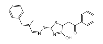 2-[2-(2-methyl-3-phenylprop-2-enylidene)hydrazinyl]-5-phenacyl-1,3-thiazol-4-one结构式