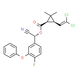 α-cyano-4-fluoro-3-phenoxybenzyl [1α(R*),3α]-()3-(2,2-dichlorovinyl)-2,2-dimethylcyclopropanecarboxylate Structure