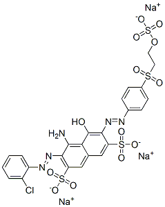 4-amino-3-[(2-chlorophenyl)azo]-5-hydroxy-6-[[4-[[2-(sulphooxy)ethyl]sulphonyl]phenyl]azo]naphthalene-2,7-disulphonic acid, sodium salt结构式
