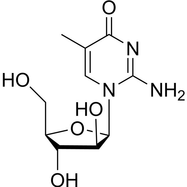 2-Amino-1-β-D-arabinofuranosyl-5-methyl-4(1H)-pyrimidinone Structure