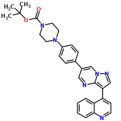 tert-butyl 4-(4-(3-(quinolin-4-yl)pyrazolo[1,5-a]pyrimidin-6-yl)phenyl)piperazine-1-carboxylate structure