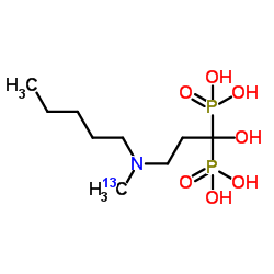 {1-Hydroxy-3-[(13C,2H3)methyl(pentyl)amino]-1,1-propanediyl}bis(phosphonic acid) Structure