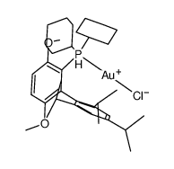 {dicyclohexyl[3,6-dimethoxy-2',4',6'-tri(propan-2-yl)biphenyl-2-yl]phosphane-κP}AuCl Structure
