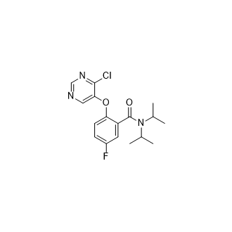 2-((4-氯嘧啶-5-基)氧基)-5-氟-N,N-二异丙基苯甲酰胺结构式