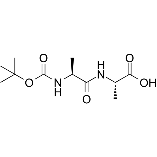 N-叔丁氧羰基-丙氨酰丙氨酸结构式