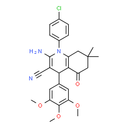 2-amino-1-(4-chlorophenyl)-7,7-dimethyl-5-oxo-4-(3,4,5-trimethoxyphenyl)-1,4,5,6,7,8-hexahydro-3-quinolinecarbonitrile Structure