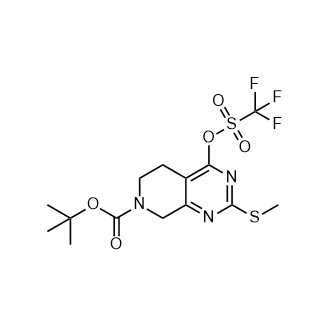 2-(甲硫基)-4-(((三氟甲基)磺酰基)氧基)-5,8-二氢吡啶并[3,4-d]嘧啶-7(6H)-羧酸叔丁酯结构式